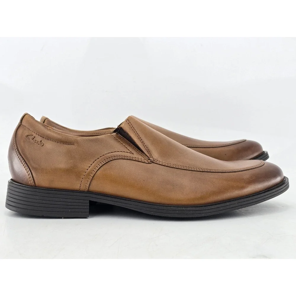 Clarks Whiddon Step Mens Size 13 Tan Leather Slip On Loafers -Excellent